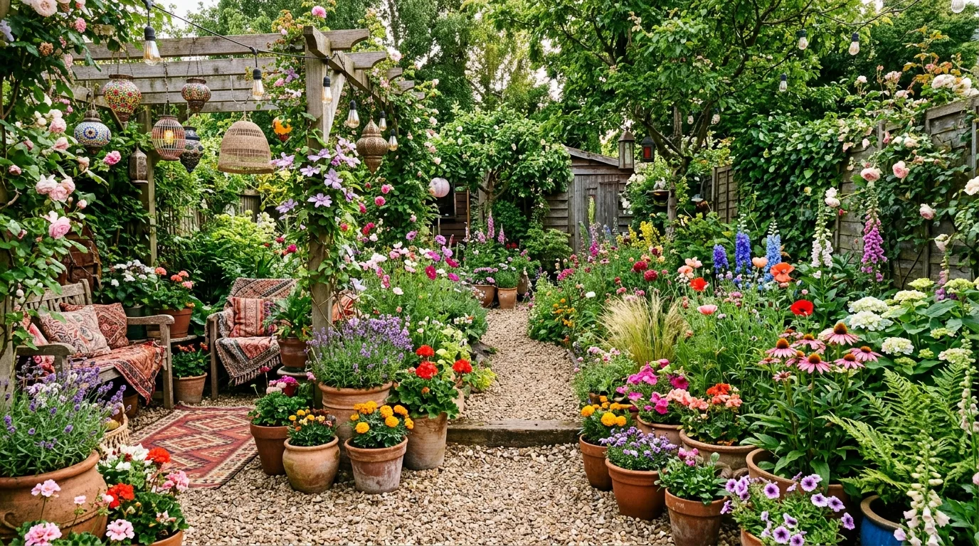 Clay Pot Boho Flower Garden